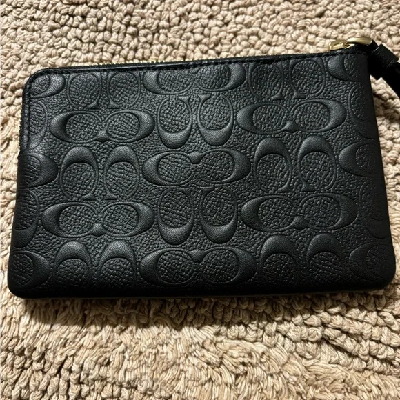 Coach Black Embossed Leather Pouch - Picture 2 of 6